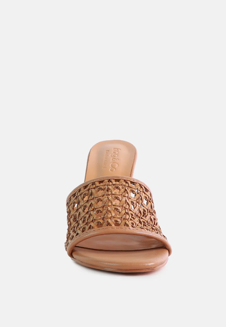 TEASE Mocca Woven Stiletto Slides - Image 3