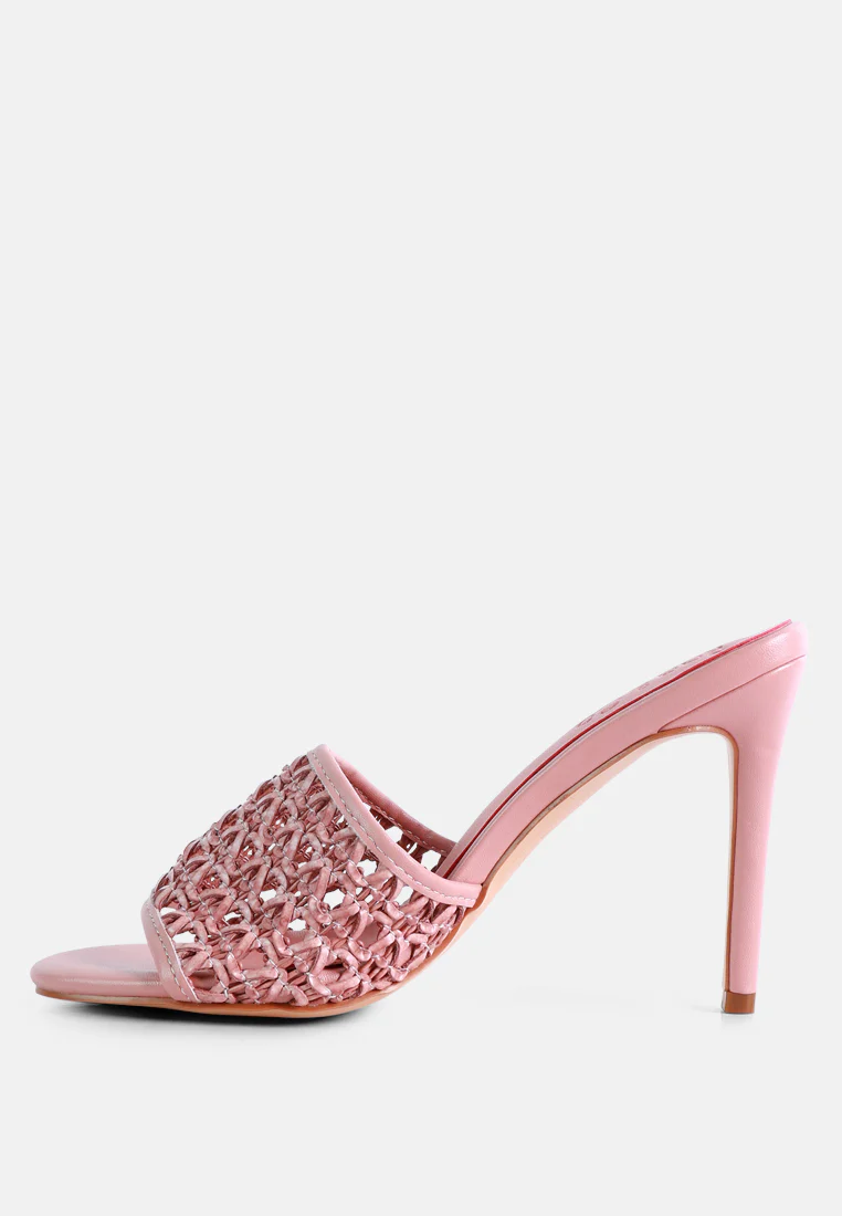 TEASE Pink Woven Stiletto Slides - Image 4
