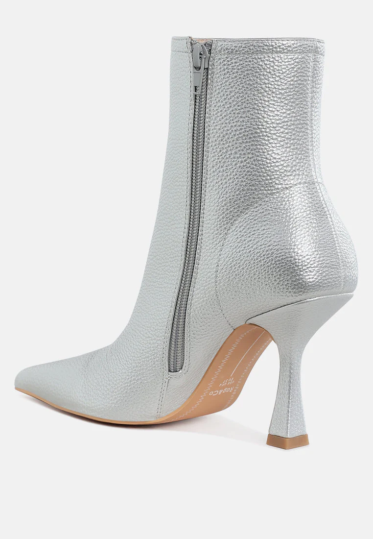 Tentia Metallic Pleather Spool Heel Boots - Image 3