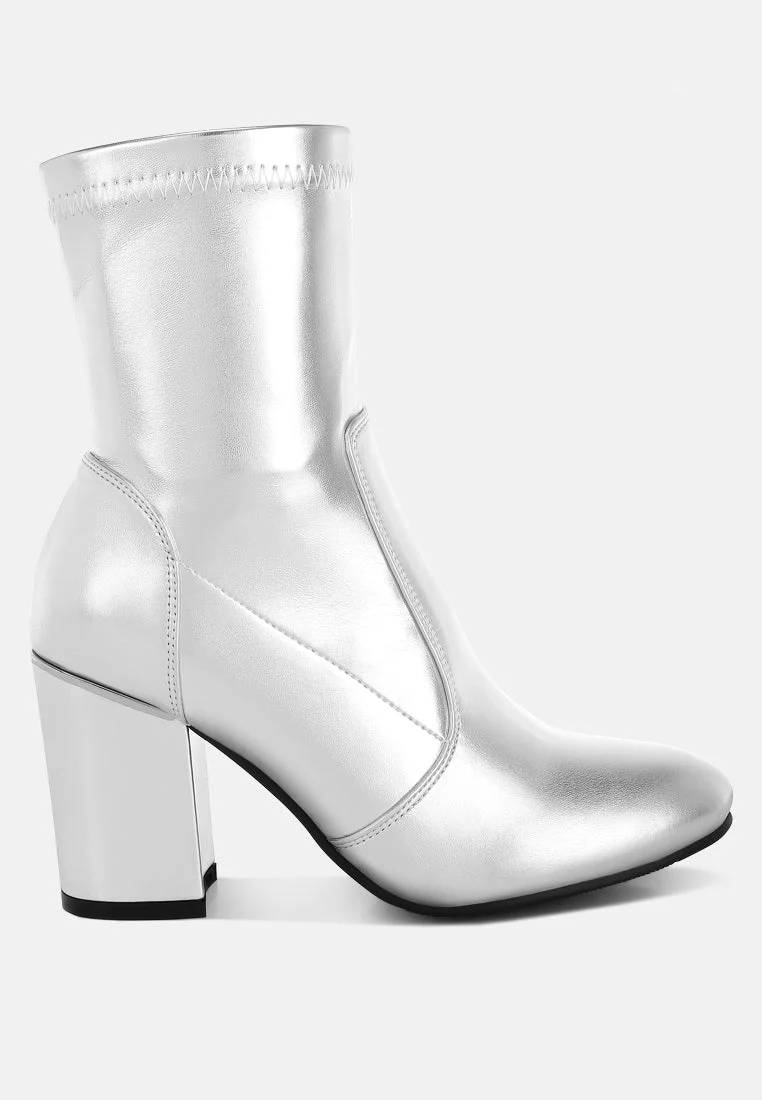 Tirana Metallic Pleather Sock Boots - Image 6