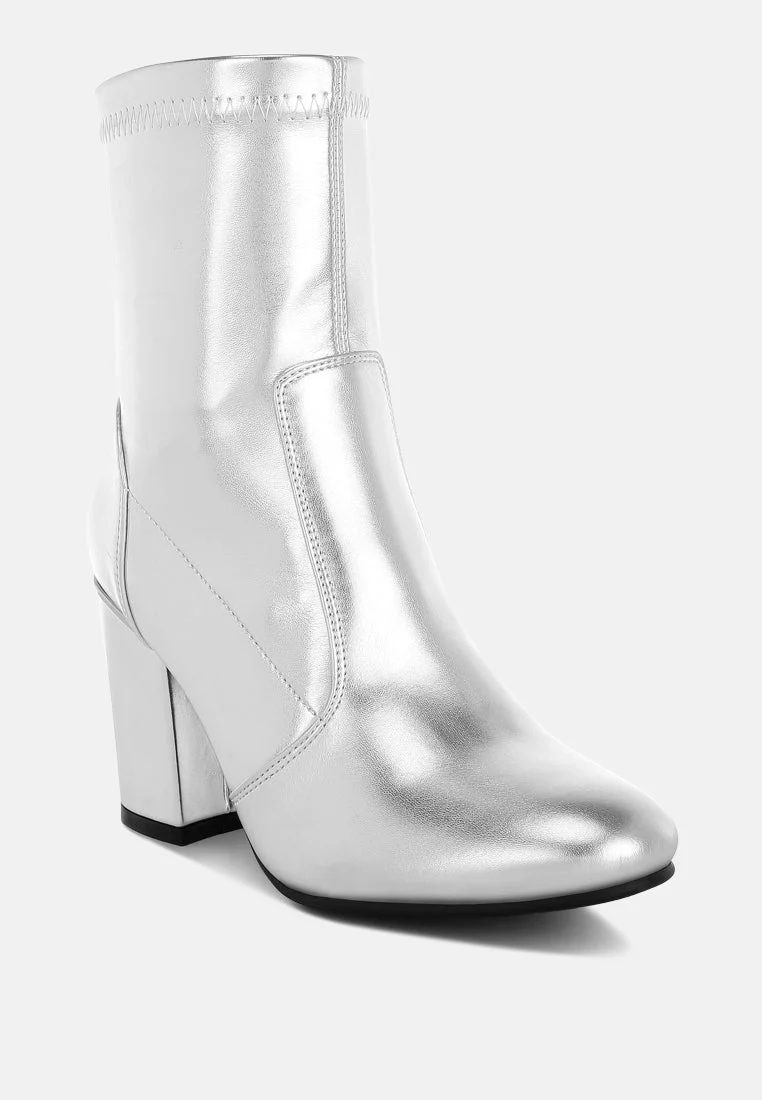 Tirana Metallic Pleather Sock Boots - Image 8