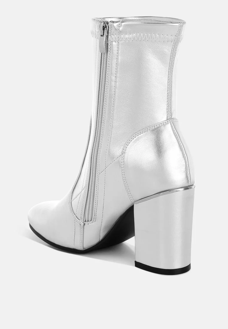 Tirana Metallic Pleather Sock Boots - Image 9