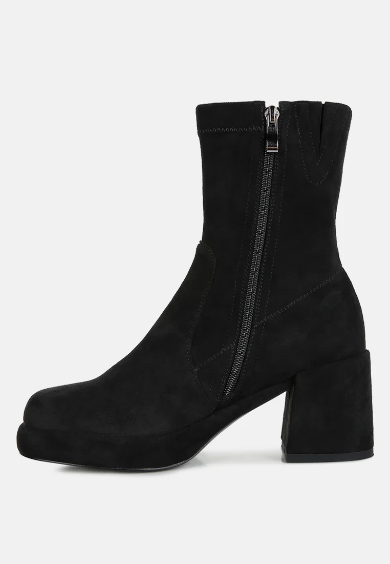 TWO-CUBES Black Suede Platform Ankle Boots - Image 3