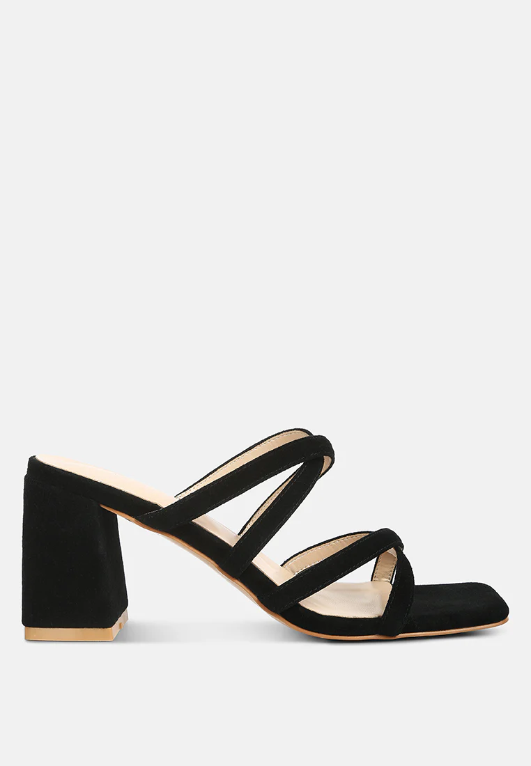 Valentina Strappy Casual Block Heel Sandals In Black - Image 2