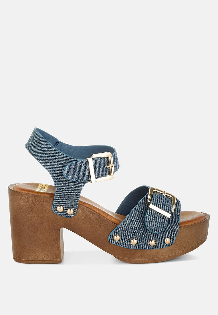 Vipasa Studded Denim Clog Sandals