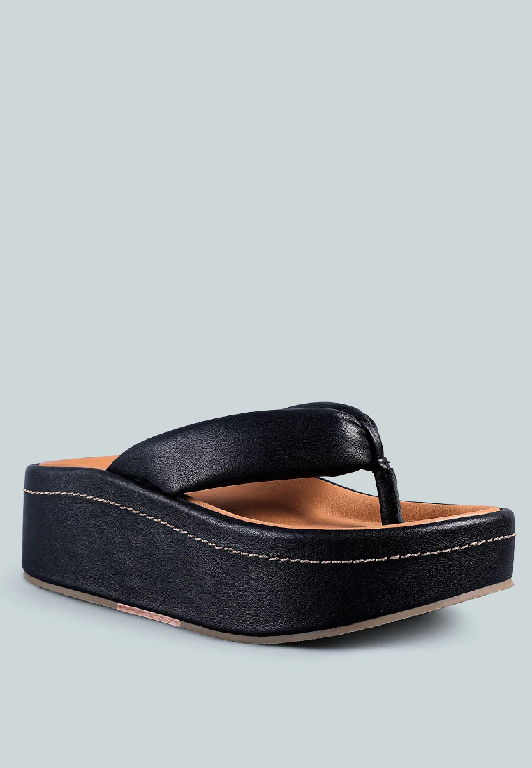 WELCH Black Thong Platform Sandals - Image 4