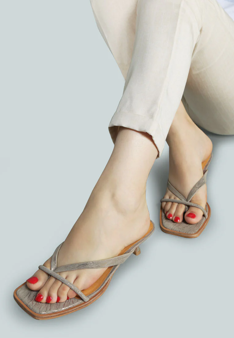 WINSLET Heeled Thong Sandal in Bronze - Image 5