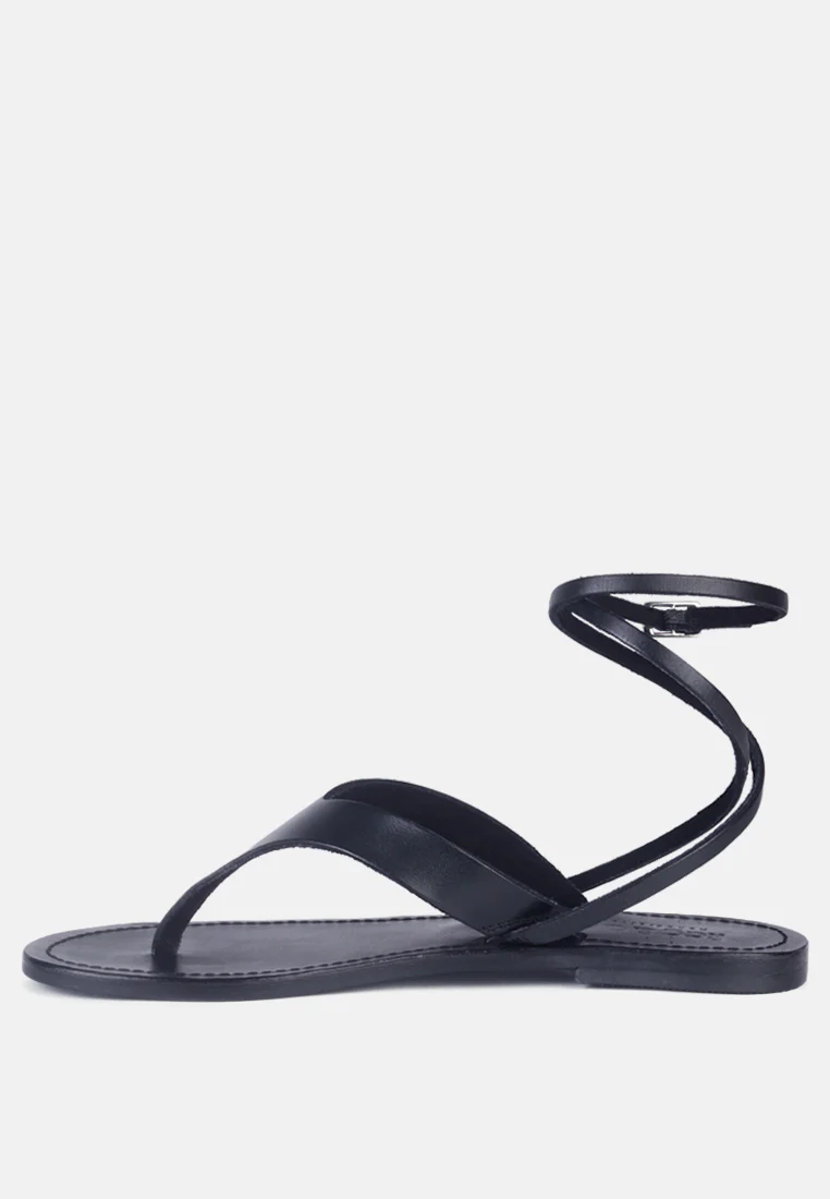 WRAP-UP Tie around Black Flat Sandals - Image 4