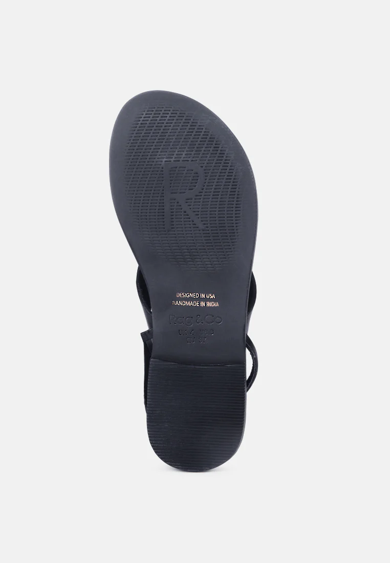 WRAP-UP Tie around Black Flat Sandals - Image 6