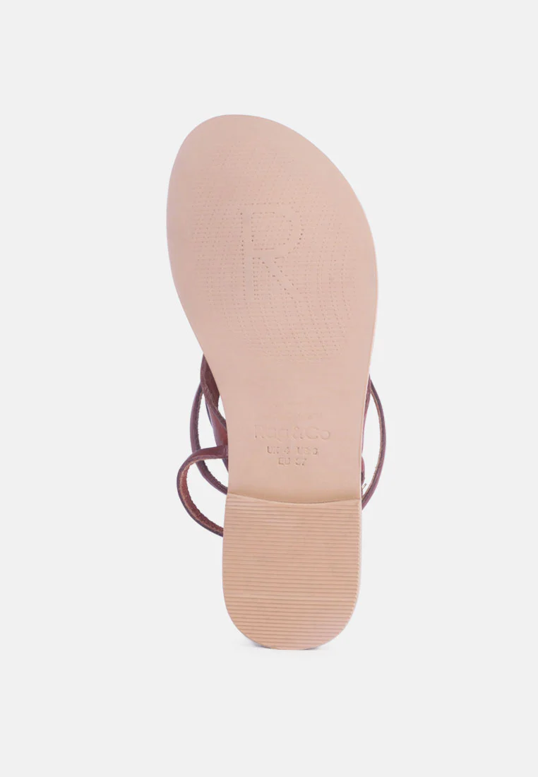 WRAP-UP Tie around Tan Flat Sandals - Image 6