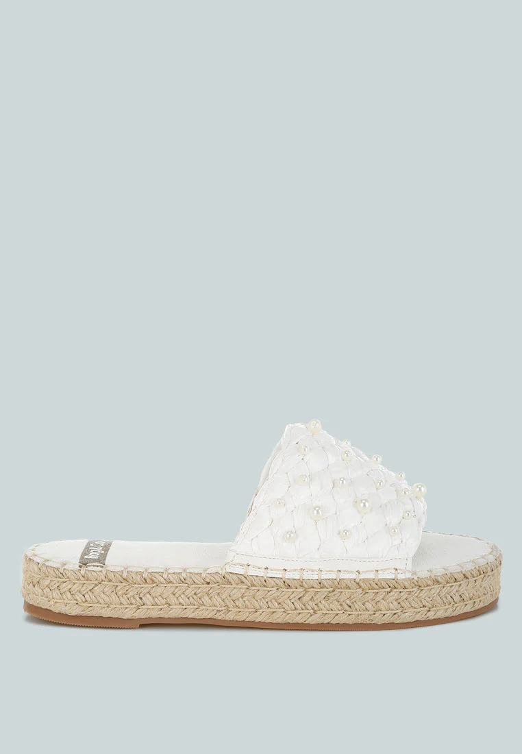 Yakna Pearl Embellished Woven Flats