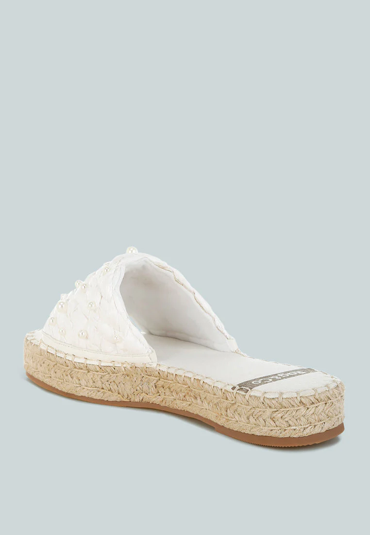 Yakna Pearl Embellished Woven Flats - Image 3