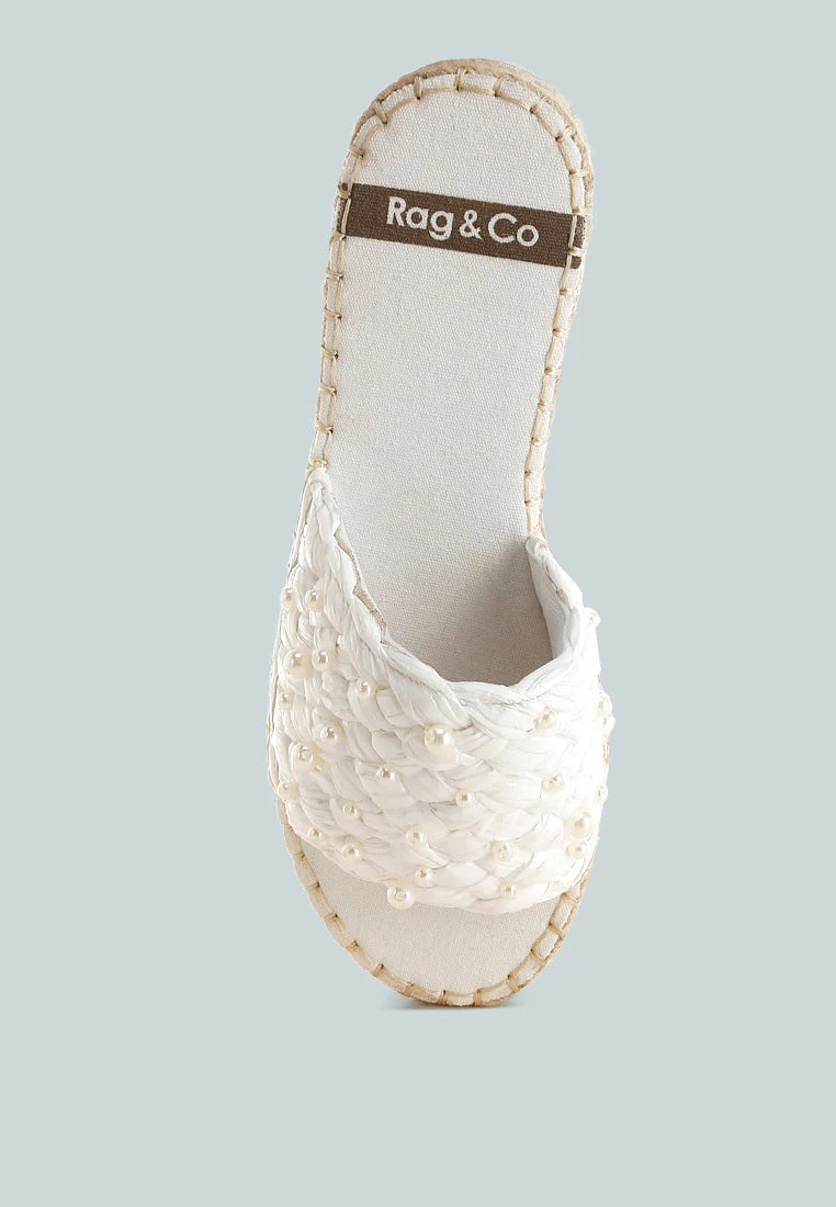 Yakna Pearl Embellished Woven Flats - Image 4