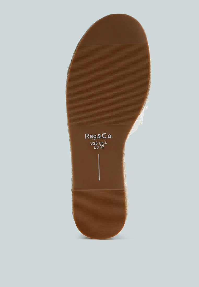 Yakna Pearl Embellished Woven Flats - Image 5