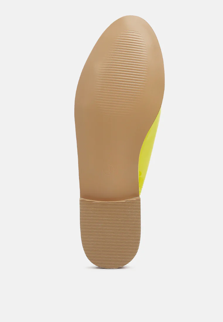 YASHTA Lime Green Patent Studded Flat Mules - Image 6