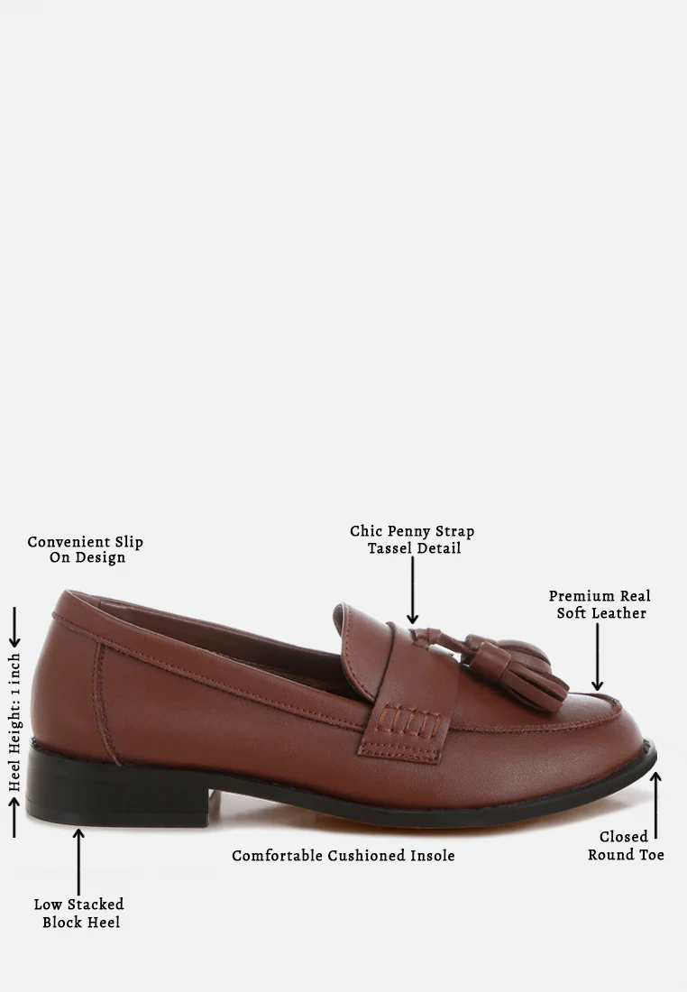 Yelena Real Leather Tassel Loafers - Image 17
