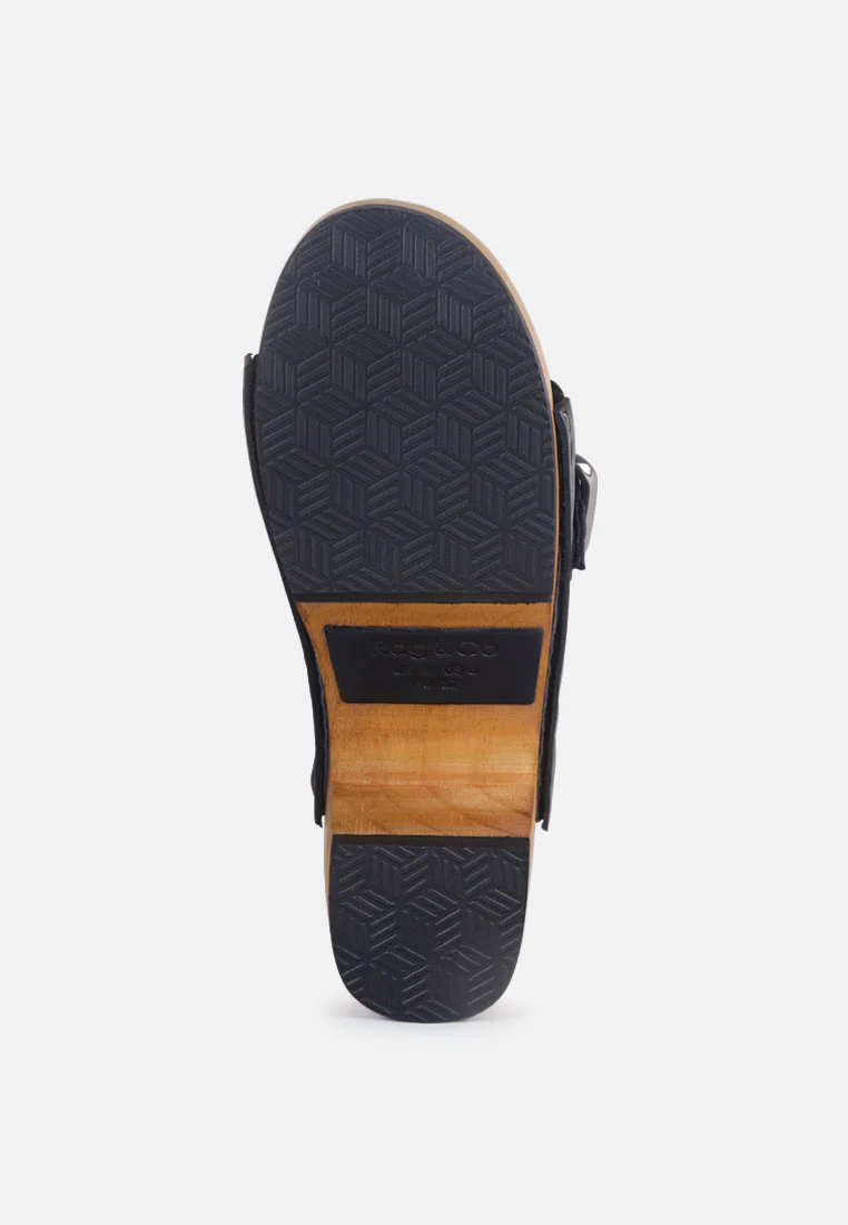 YORUBA Braided Black Leather Buckled Slide Clogs - Image 8