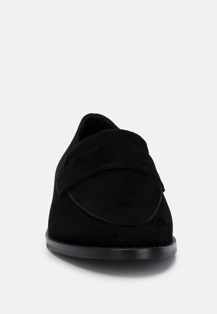 ZOFIA Black Suede Penny Loafers - Image 4