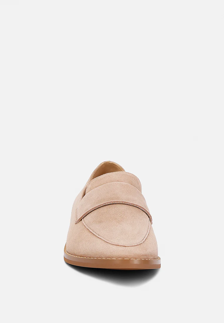 ZOFIA Nude Suede Penny Loafers - Image 4