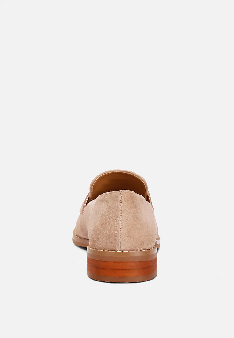 ZOFIA Nude Suede Penny Loafers - Image 5